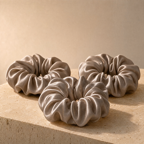The Fleece Satin Scrunchies - 3 Pieces Pack