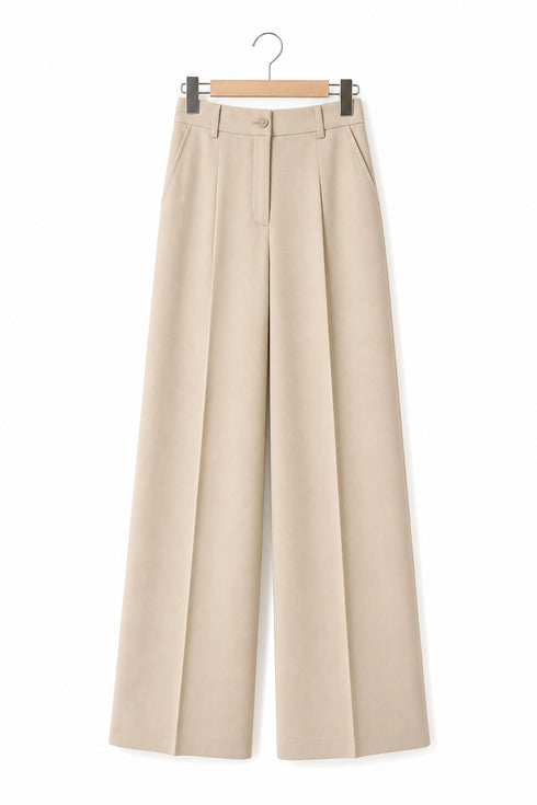 Wide-Leg Pleated Trousers