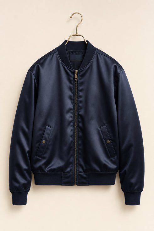 Minimalist Satin Bomber