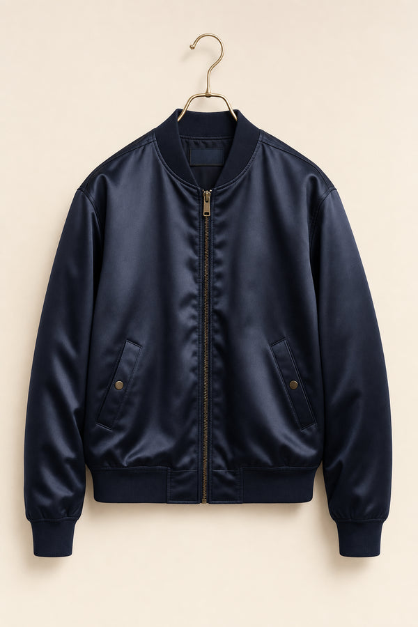 Minimalist Satin Bomber